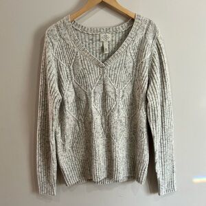 St. John's Bay Heathered Gray and Pink V-Neck Sweater